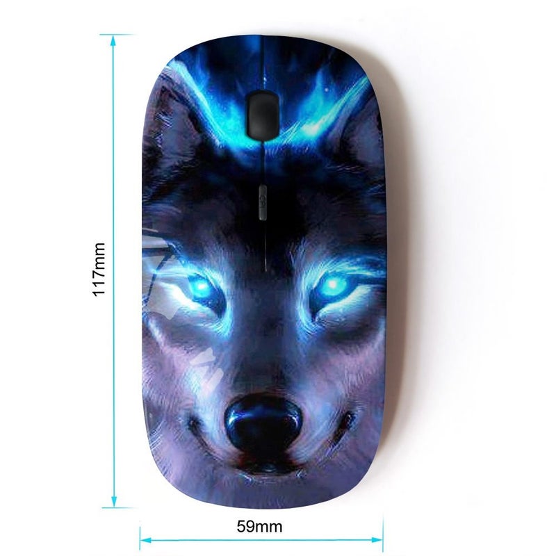 KOOLmouse [ Optical 2.4G Wireless Mouse [ Wolf Blue Eyes Neon Bright Light Forest ] - Image 2